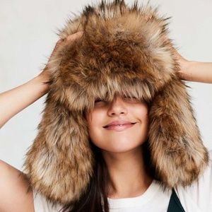 Free People faux fur trapper russian hat one size